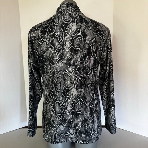 Style & Co. Sport Size L Gray Black Snakeskin Pattern Athletic Jacket Full Zip - Picture 5 of 14